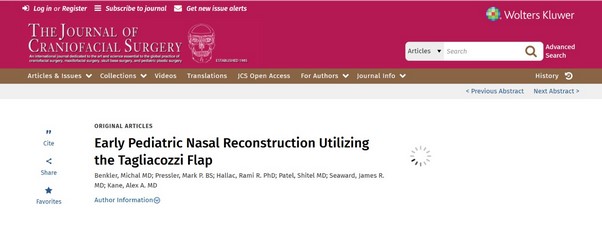 Early Pediatric Nasal Reconstruction Utilizing the Tagliacozzi Flap